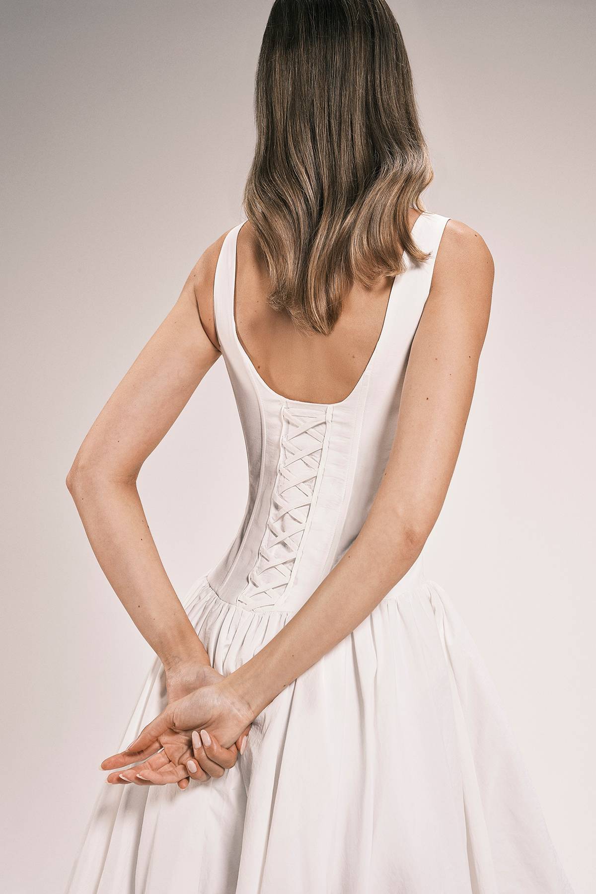 KarenMillen Robe Midi En Taffetas Tissé Avec Bustier Et Jupe Bouffante Ballon