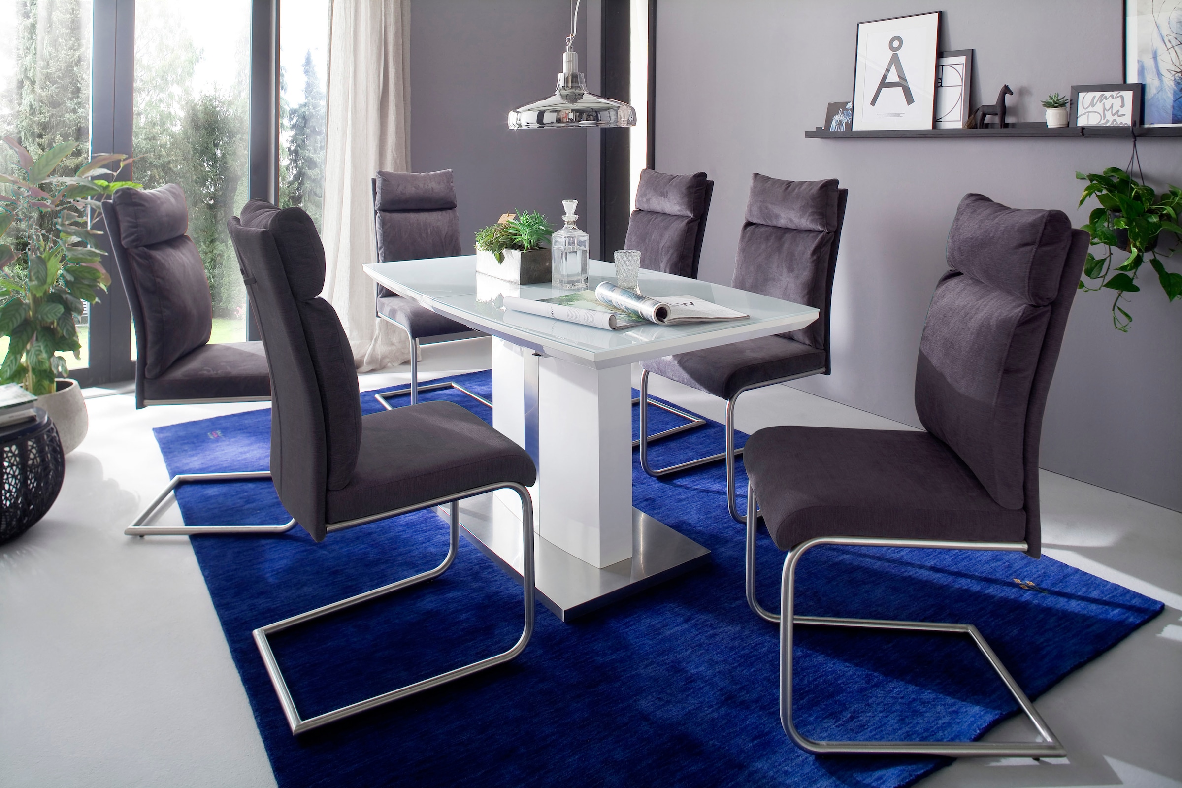 MCA furniture Esstisch »Najuma, TOPSELLER!« Tisch, Esstisch, OTTOs Choice,  Bootsform weiss mit Synchronauszug, Sicherheitsglas