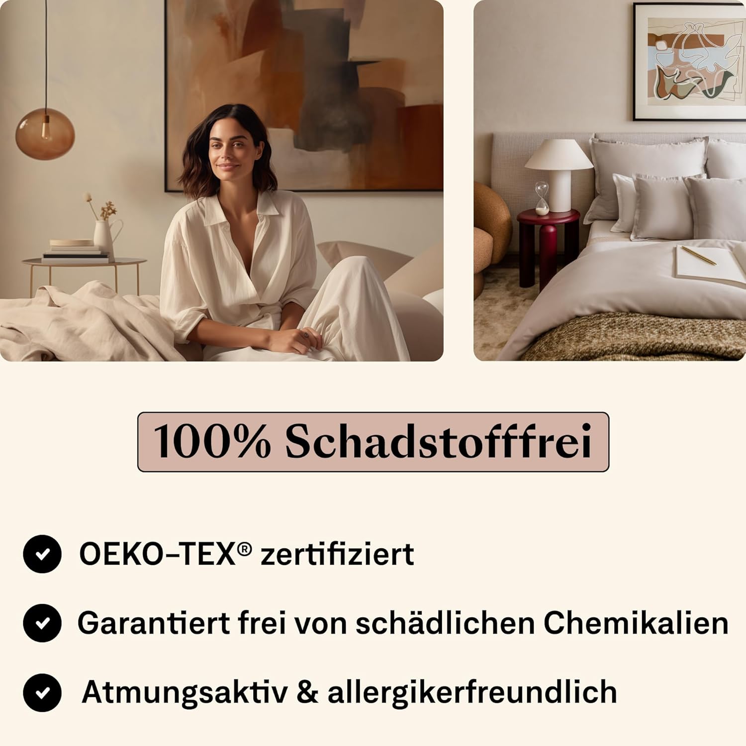 Spannbettlaken 100x200cm Baumwolle Beige/Sand | Hohe Matratze bis 30cm Steghöhe | Ägyptische Baumwolle | Mako Satin