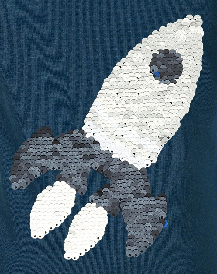 T-Shirt RAKETE mit Wendepailletten in dunkelblau