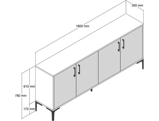 CONCEPT1 - Bahut Kiev travertin 180 x 35 x 78cm