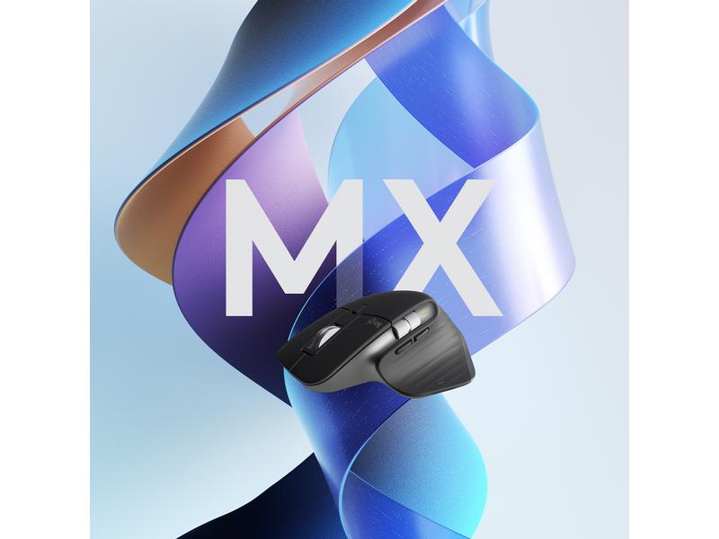 Logitech Maus MX Master 3S Graphite Kabellose Präzisionsmaus mit «Logitech Flow»-Technologie und leisen Klickgeräuschen