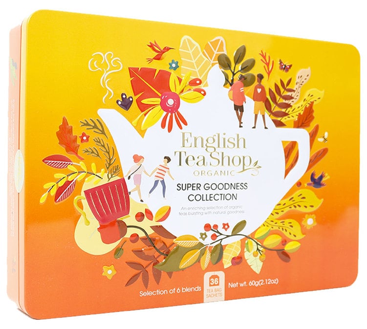 Coffret Supergoodness bio Collection 36 sachets, boîte métallique - English Tea Shop