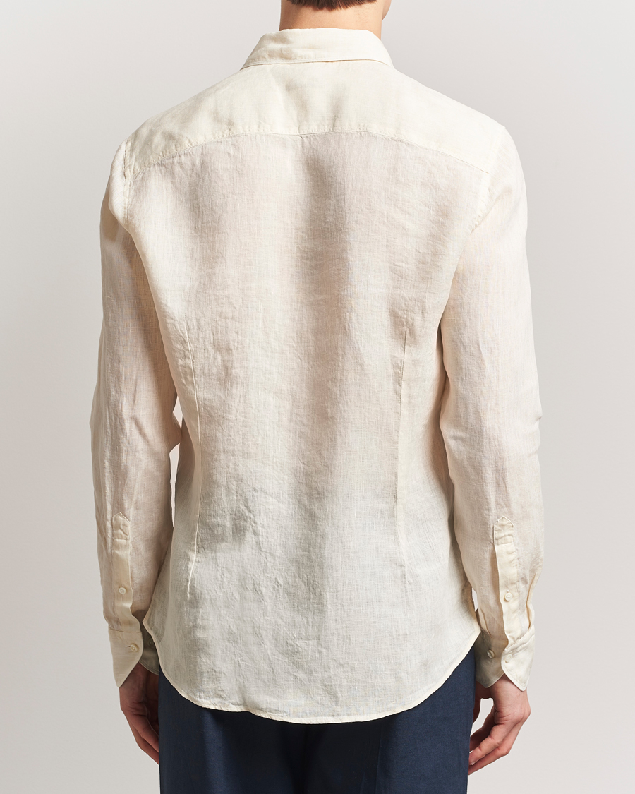 Stenströms Slimline Cut Away Linen Shirt Light Yellow