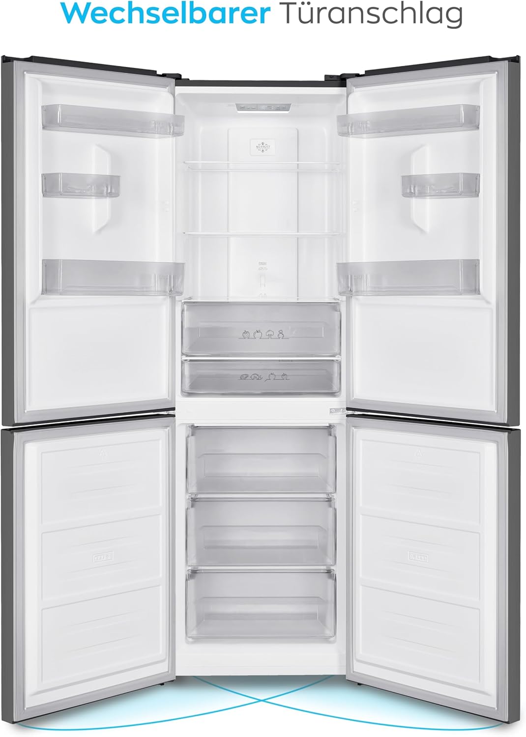 Heinrich´s Kühlgefrierkombination 323L, Kühlvolumen 219L, Gefriervolumen104L, LED Beleuchtung, Türanschlag wechselbar, leise 39 dB, große Tiefkühlboxen, 7 Temperaturstufen, Inox, effizient