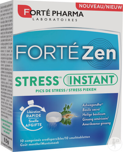 Forté Pharma Forté Zen Stress Instant Complément Alimentaire Gout Menthe 10 Comprimés