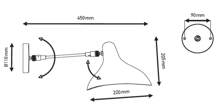 DCW éditions Mantis BS5 wandlamp met switch zwart