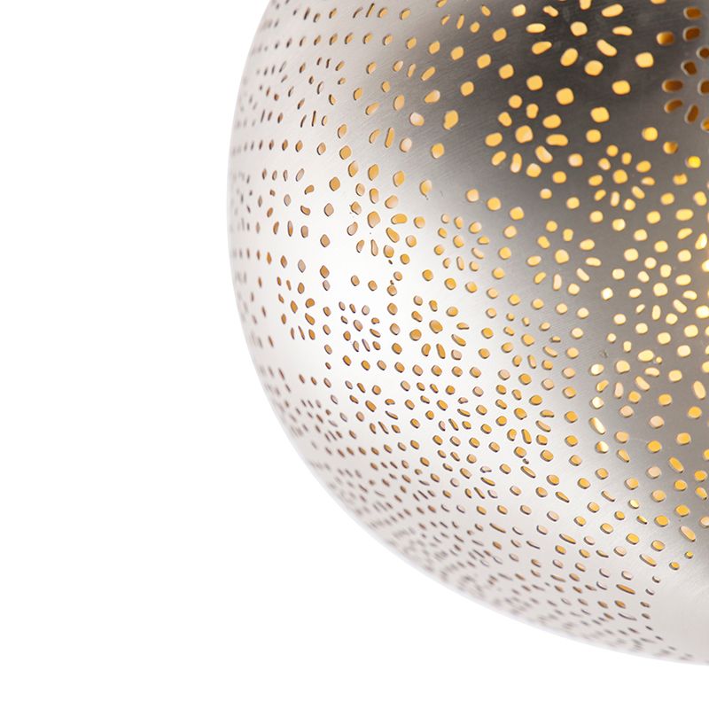 Oosterse plafondlamp staal met lichteffect - Sinbad