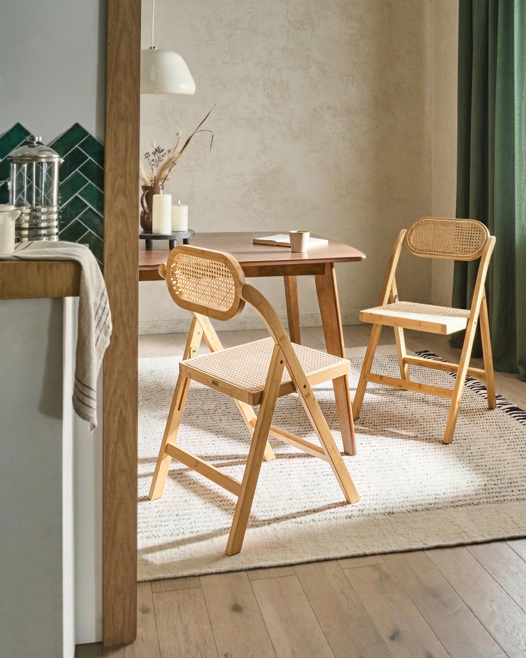 Set van 2 eetkamerstoelen inklapbaar ORAISON Bamboehout Lichtbruin
