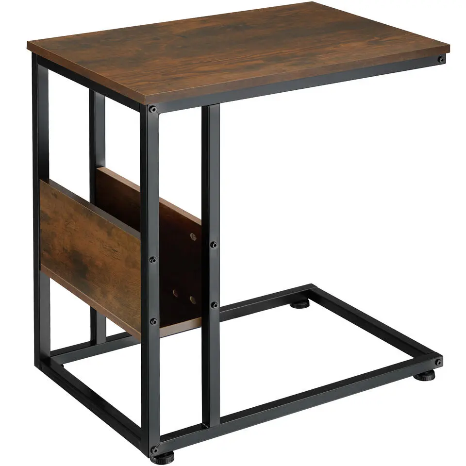 tectake Bijzettafel Wigan 55x36,5x60cm, Industrieel Hout Donker, Rustiek