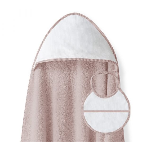 Interbaby Toalha de Banho 100X100 Algodão   Babete Punto de Cruz Rosa Escuro