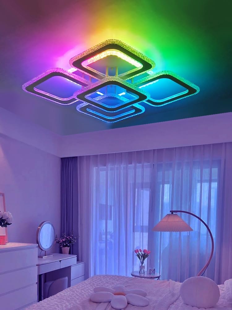 LED Musik Deckenleuchte mit Bluetooth Lautsprecher Wohnzimmerlampe Dimmbar RGB Farbwechsel Deckenlampe mit Fernbedienung Und APP Modern Deckenbeleuchtung Wohnzimmer Kinderzimmer Schlafzimmer Lampe