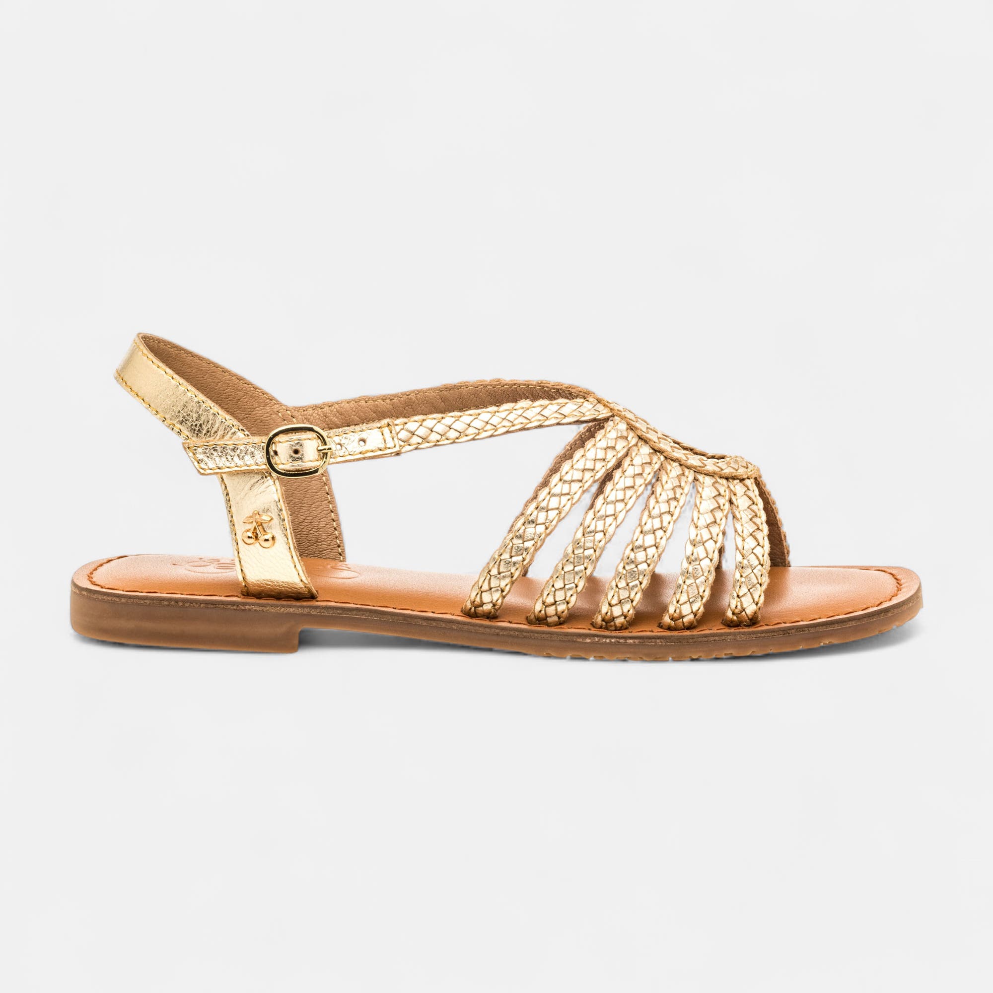 Nu-pieds Femme en cuir or