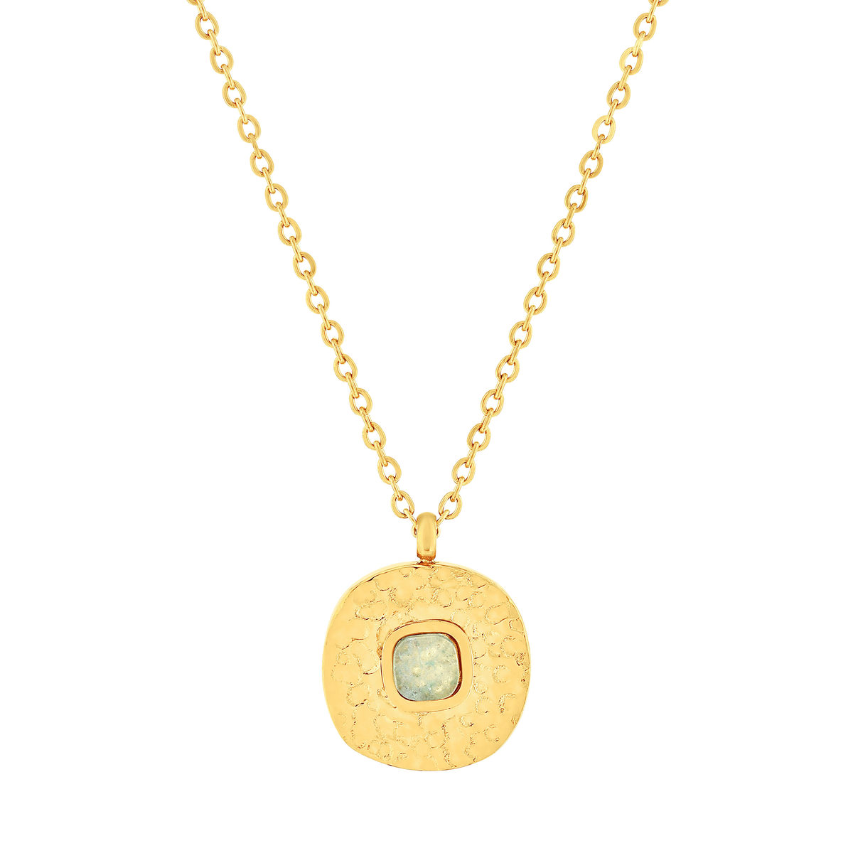 Collier acier doré aventurine 45 cm