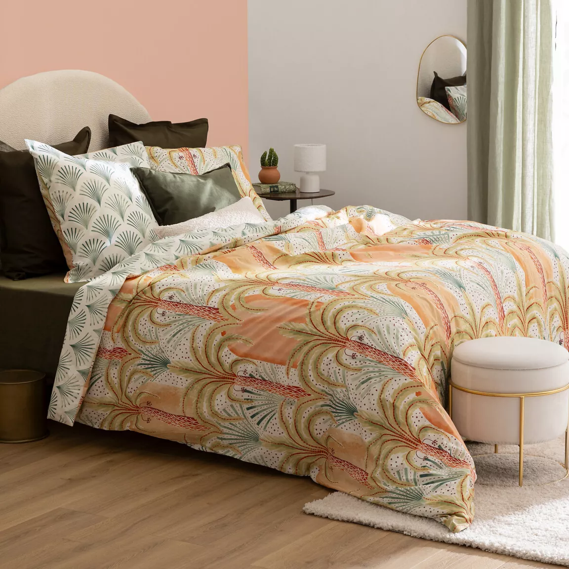 Housse de couette et deux taies percale de coton (240 x 220 cm) Janice Multicolore