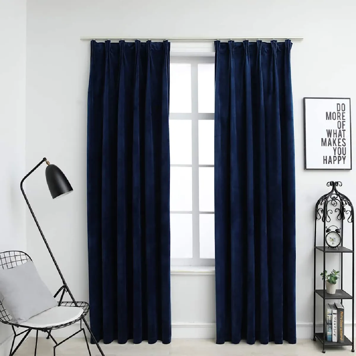 VidaXL Rideaux occultants 2 pcs - Velours bleu foncé