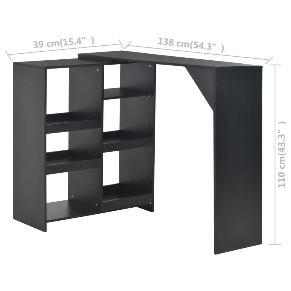 vidaXL - Bartafel - Zwart - Bewerkt hout