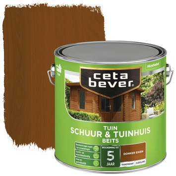 CetaBever Tuinbeits Schuur & Tuinhuis zijdeglans transparant donker eiken 2,5 liter