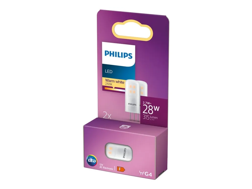 LED stift 28W, G4 varm hvid Ikke dæmpbar, 2 pak