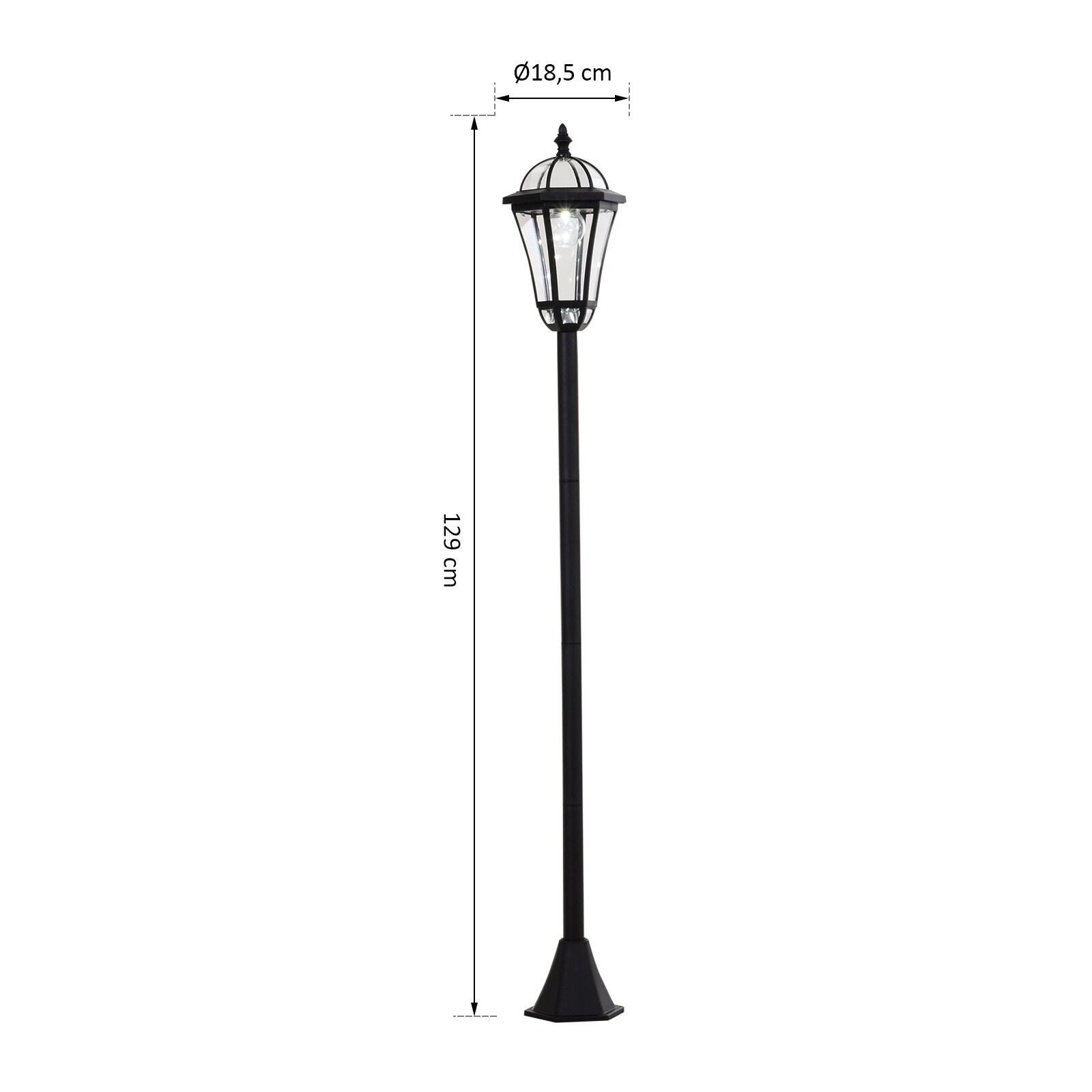 Outsunny Solar Gartenlaterne im 2er-Set schwarz 18,5 x 129 cm (ØxH)