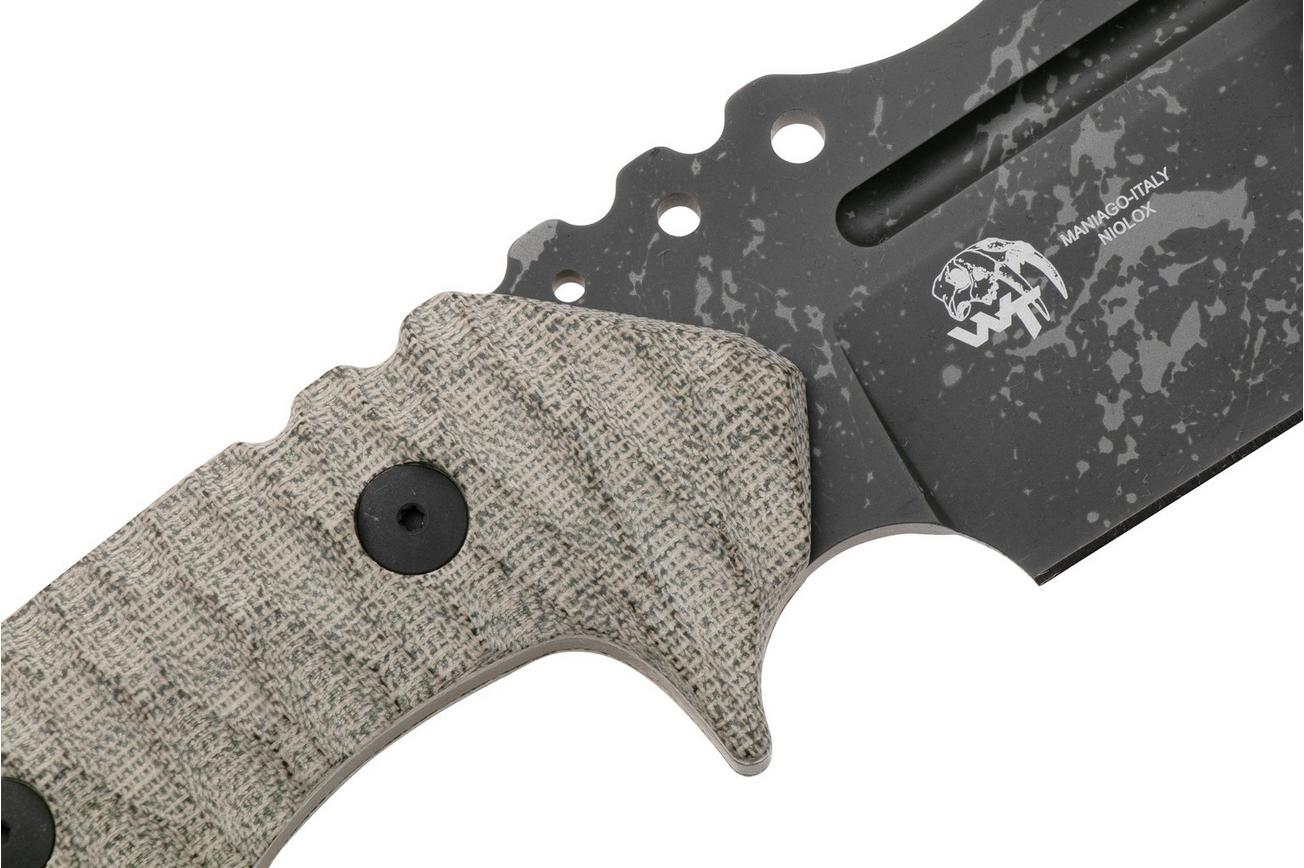 Fox Knives Uro FX-623-ODA, Acid Washed Niolox, OD-Green Micarta vaststaand mes, Wander Tactical design