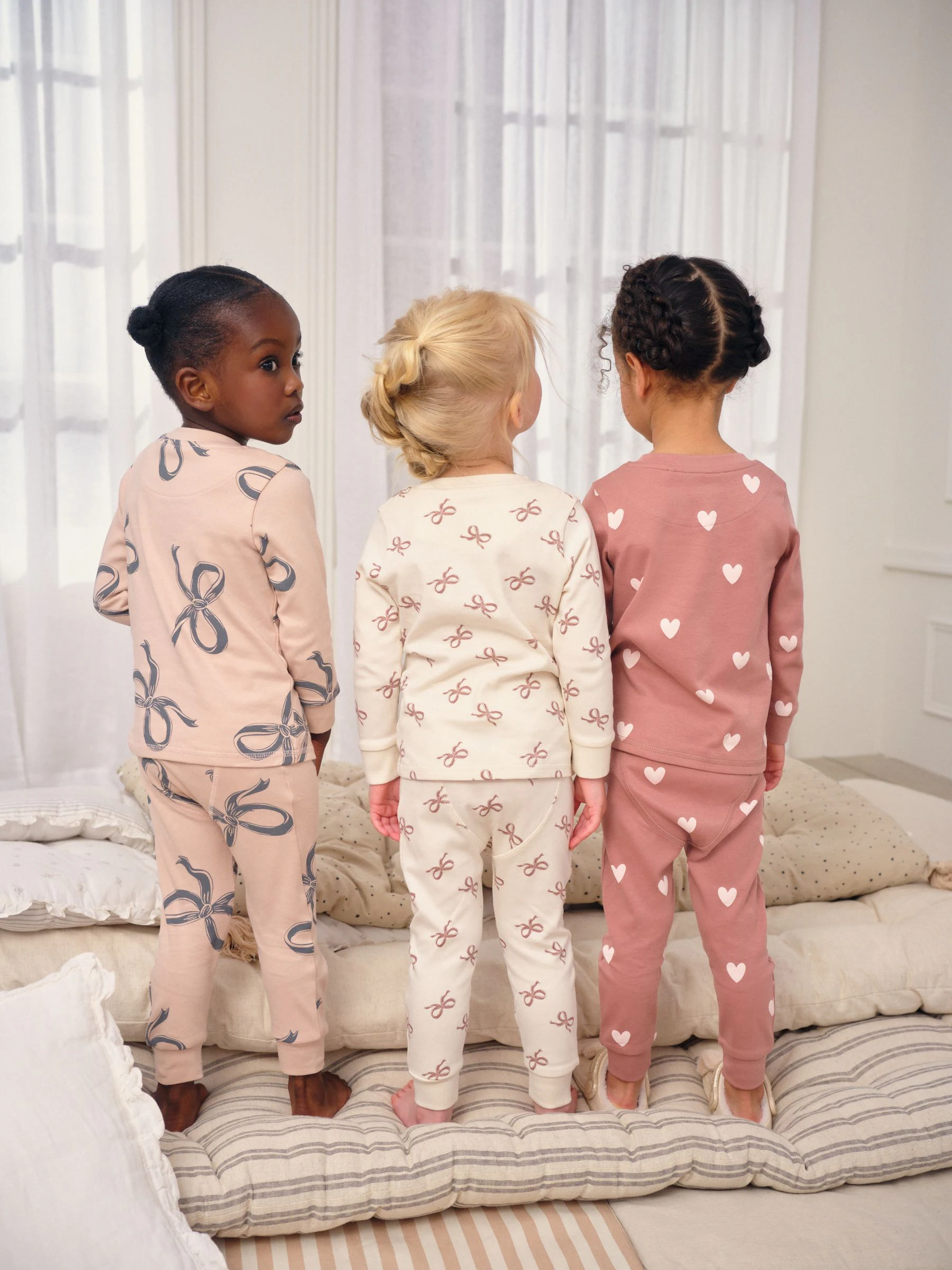 Ecru/Bruin Strikprint - Verpakking van 3 knusse pyjama's (9 mnd-16 jr)
