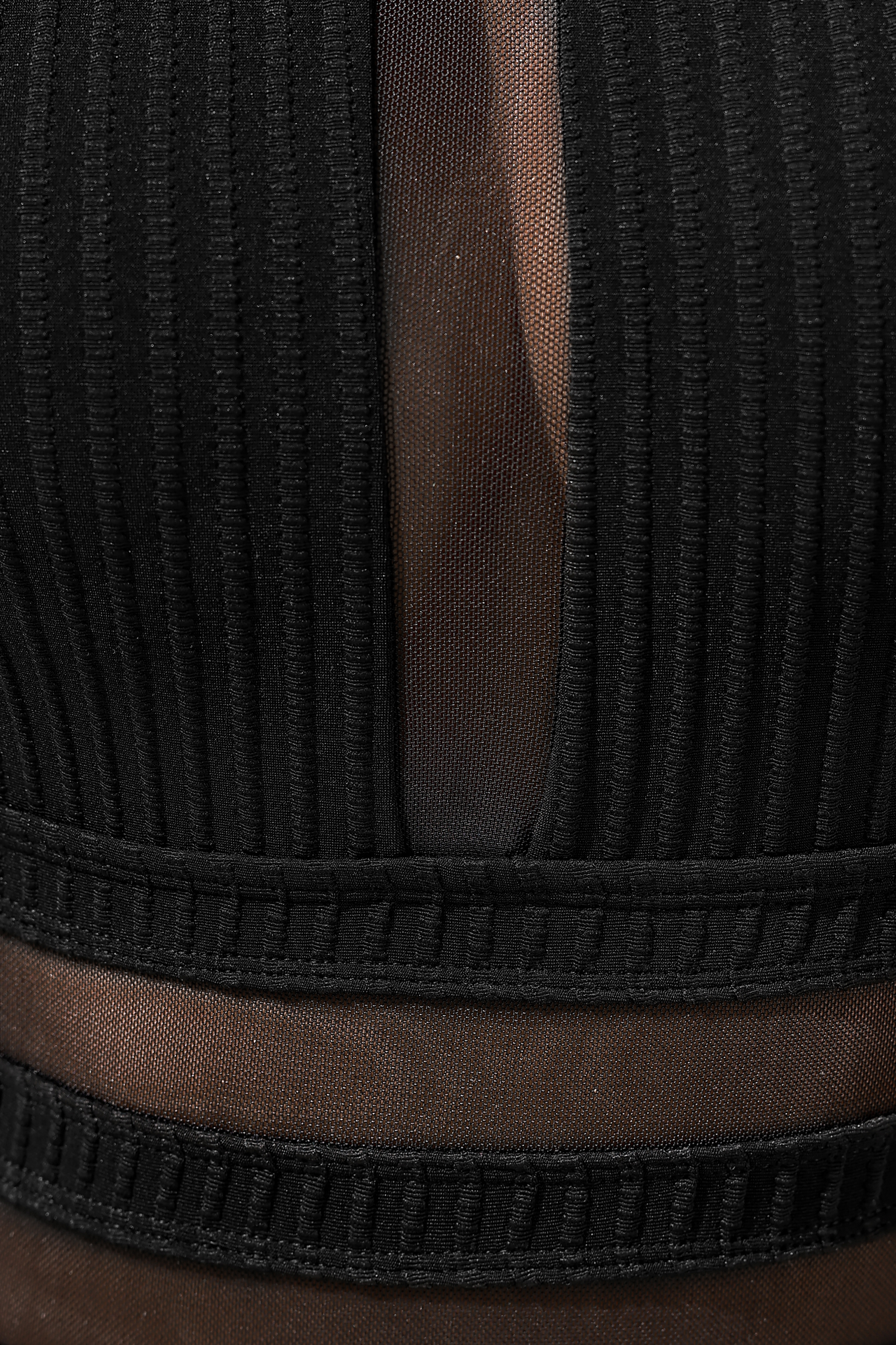 Maillot de bain une pièce à col rond et lambris transparent noir