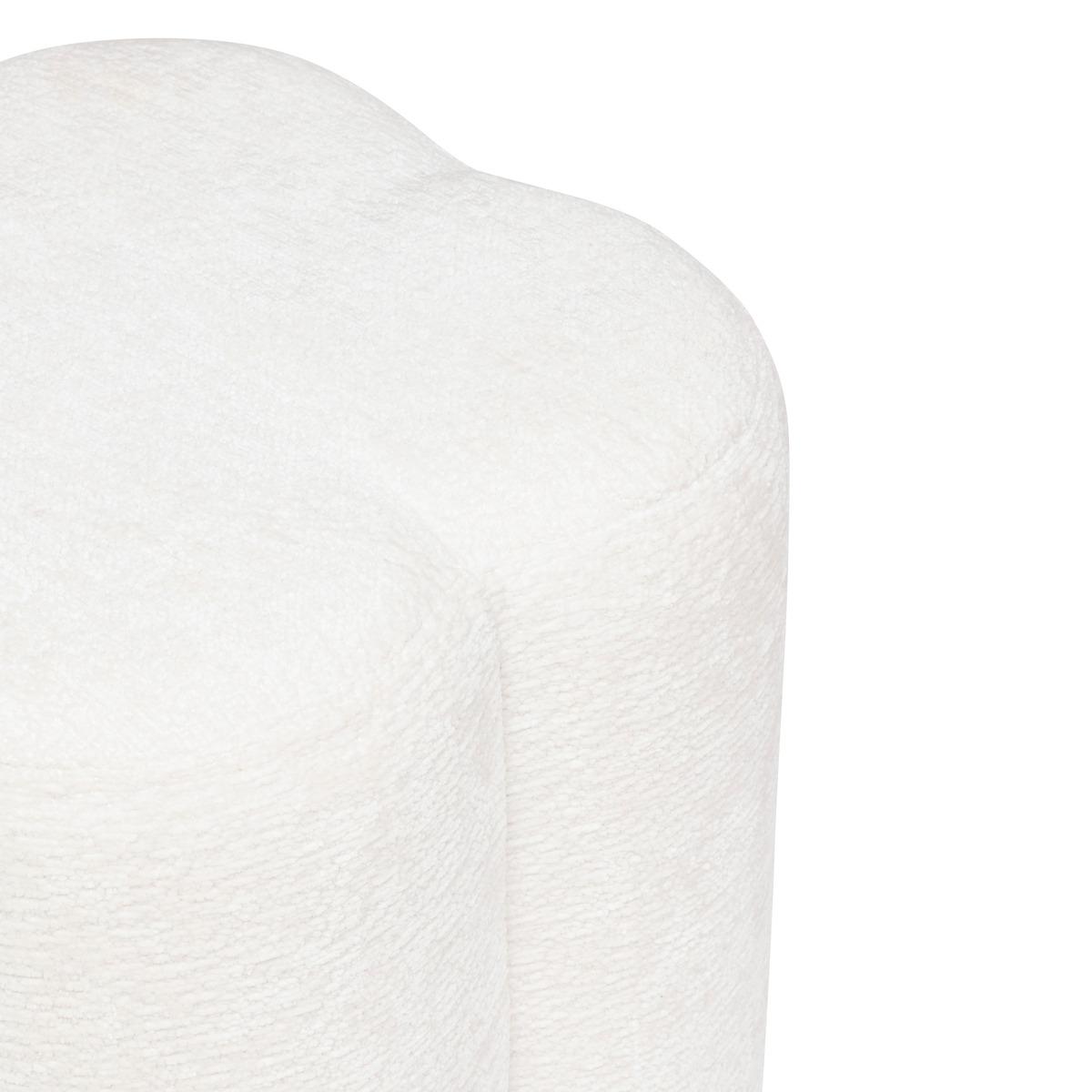 POUF FLEUR CHENILLE LAVON BLANC