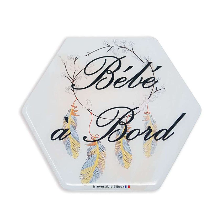 Adhésif bébé à bord - Attrape-rêve blanc