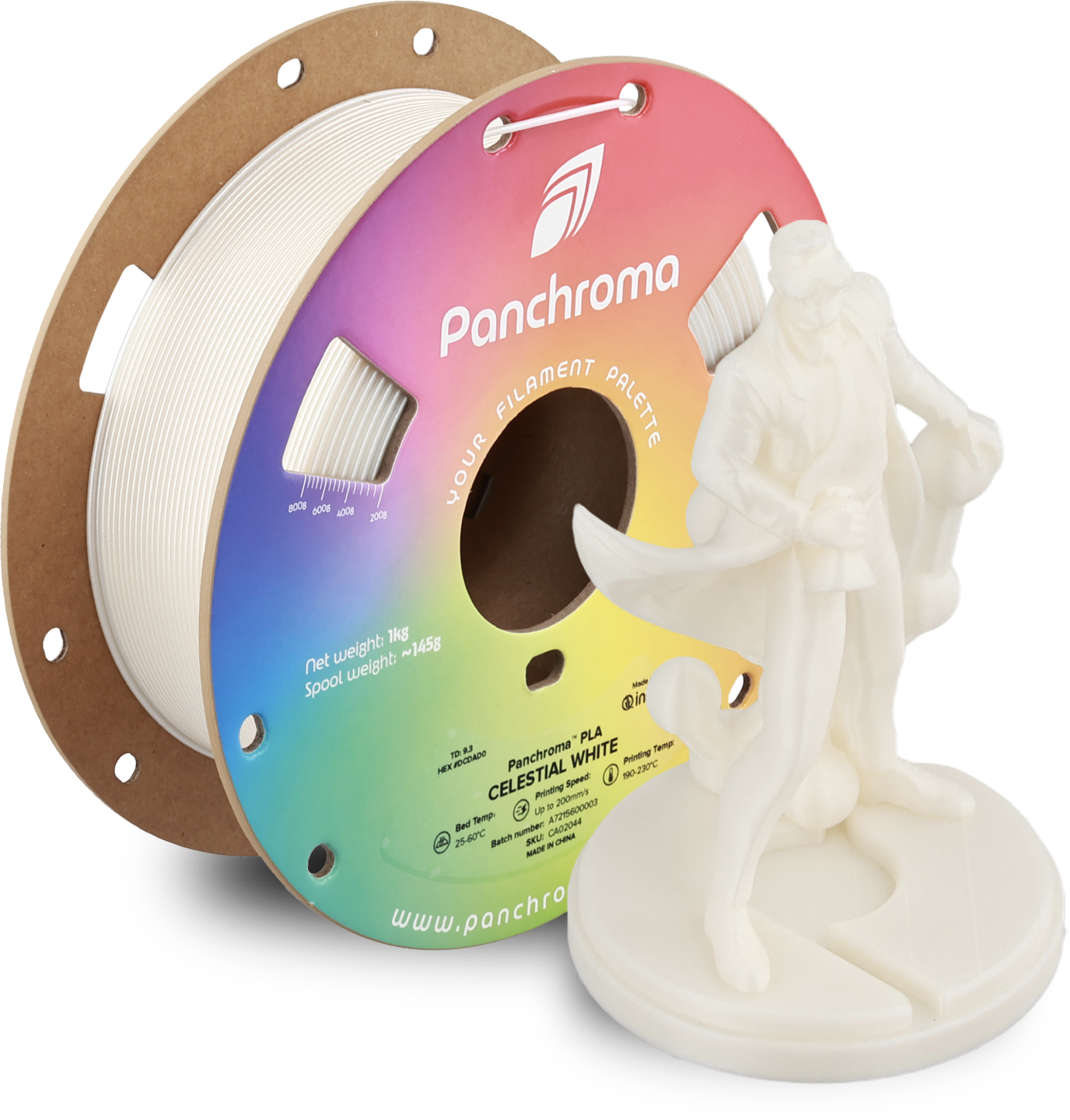 Polymaker  Panchroma™ PLA Celestial White, 1,75 mm / 1000 g    Pastellfarbener Glanz in White