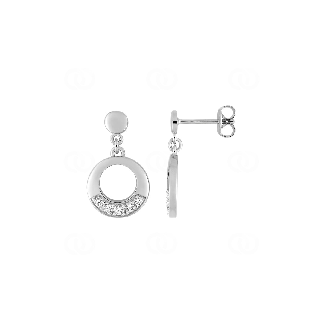 Ohrringe 925 Silber rhodiniert mit Zirkonia rund