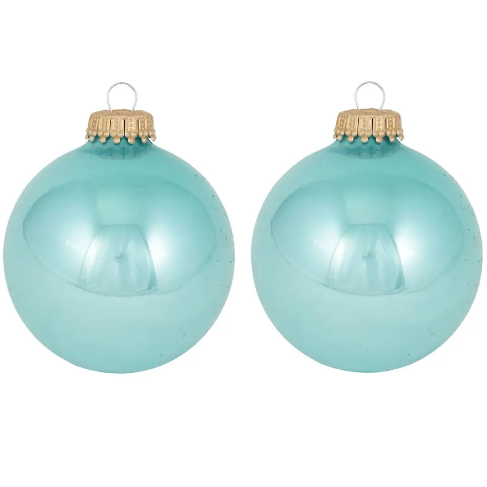 Krebs Kerstballen - 8 stuks - glas - blauw - 7 cm