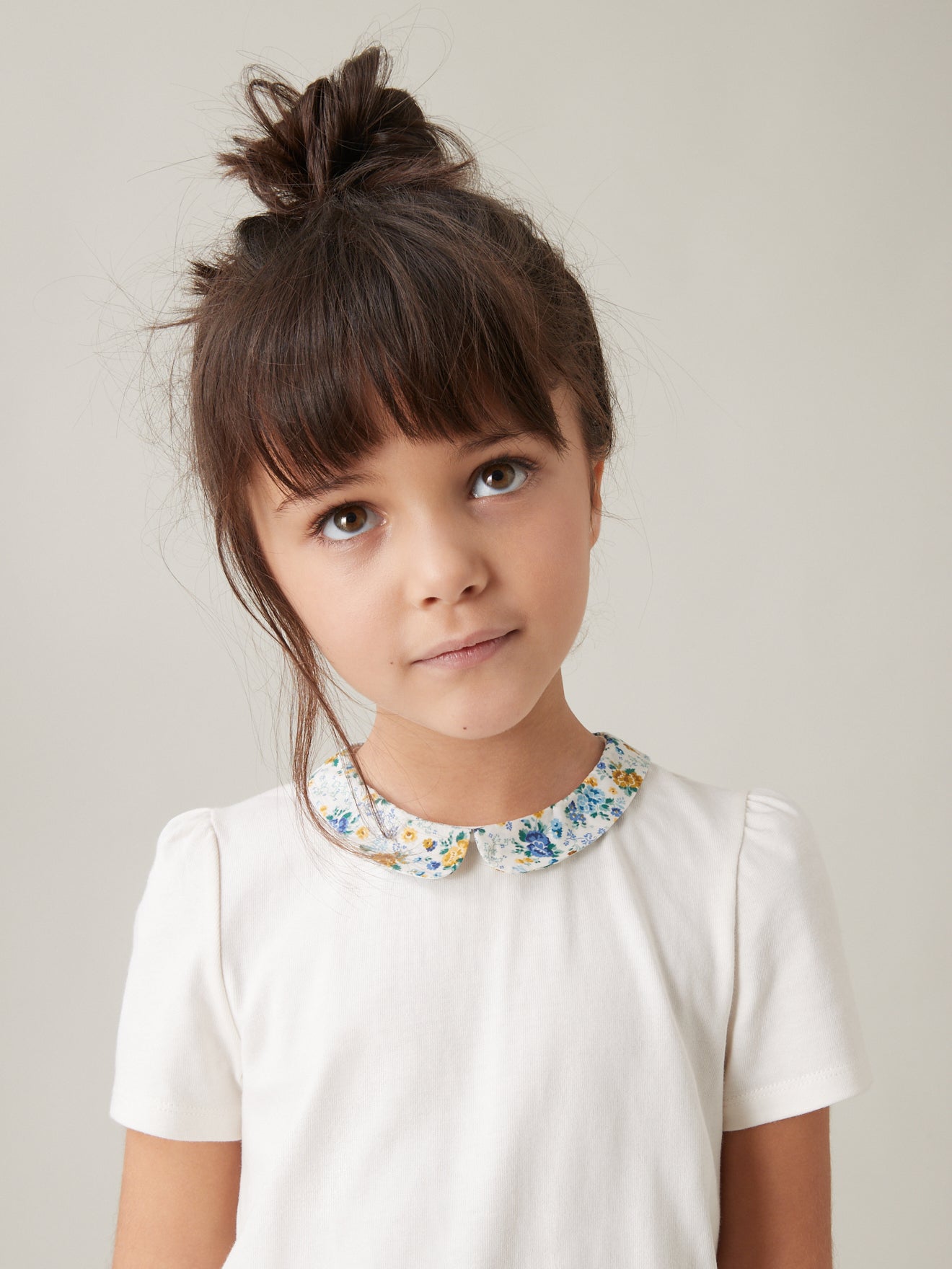 T-shirt Fille col en tissu Liberty - Coton bio
