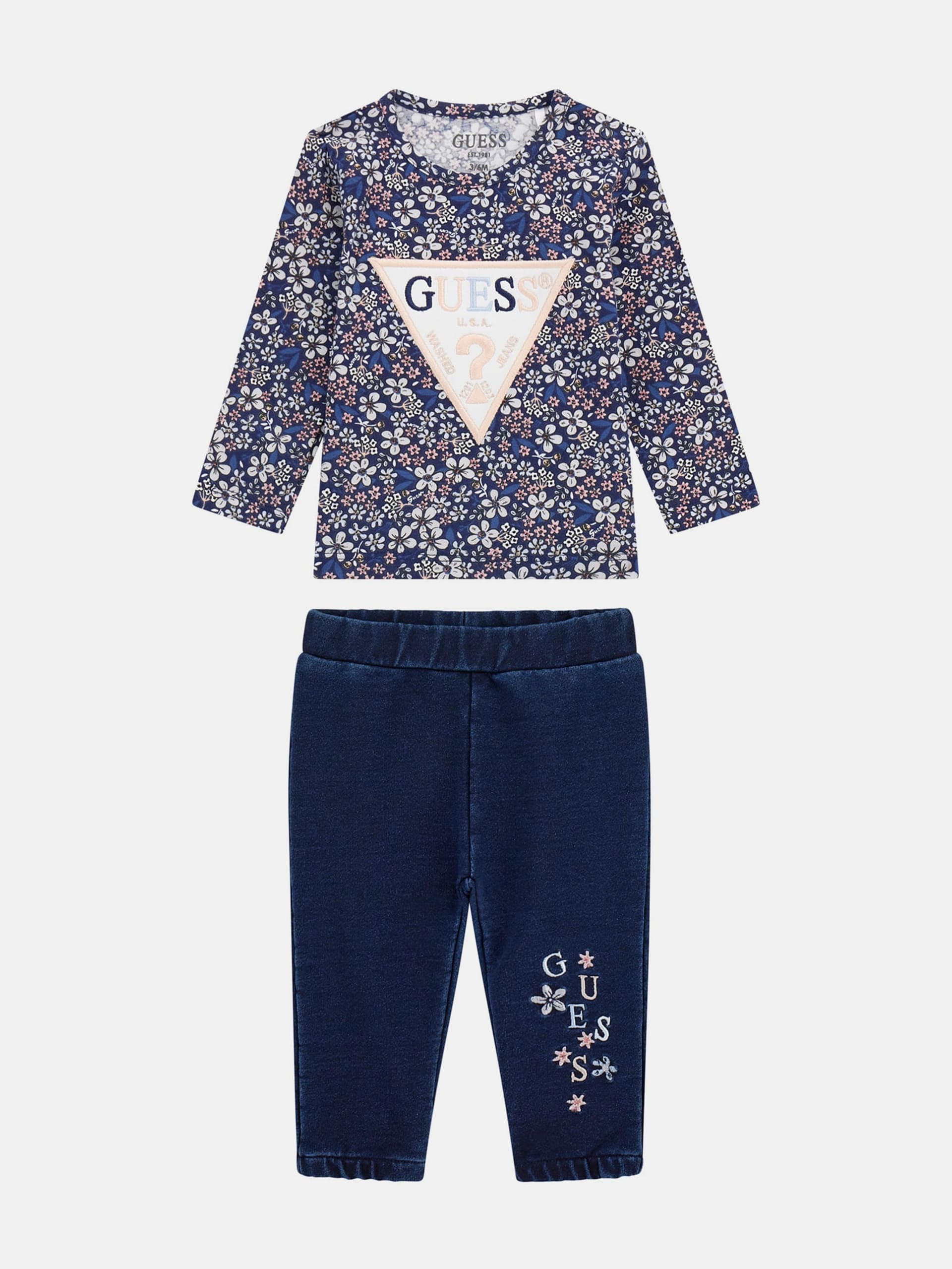 Conjunto de camiseta com estampa floral e calça de malha (0-24 meses)