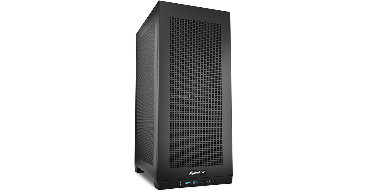 SharkoonRebel C20 ITX mini tower behuizing  (Zwart | 2x USB-A | 1x USB-C)