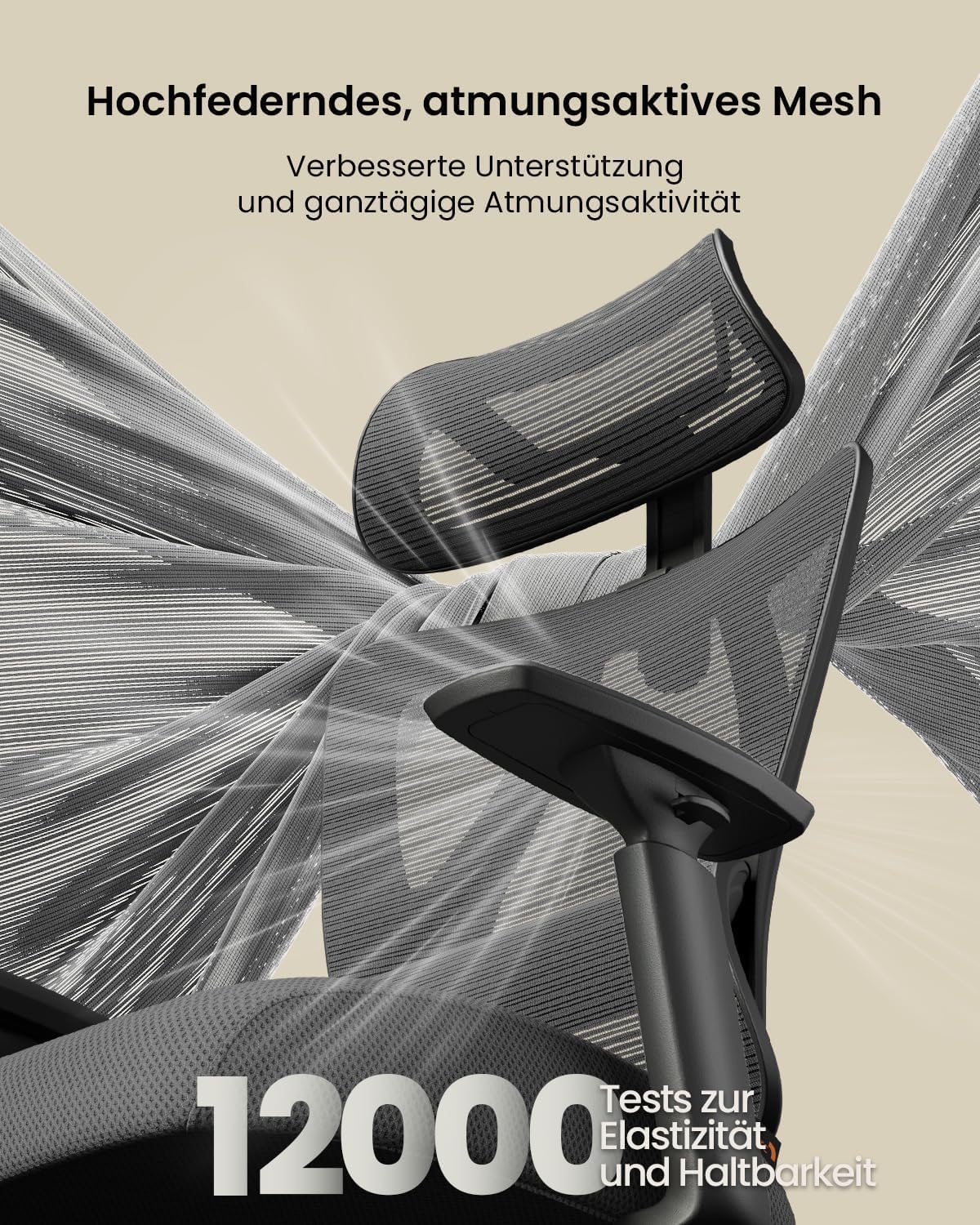 ProtoArc EC100 Ergonomischer Bürostuhl – Computer-Schreibtischstuhl mit 10 cm dickem Federkissen, Lendenwirbelstütze, Verstellbarer  Armlehne & Kopfstütze, Mesh-Drehstuhl für Home-Office, Schwarz BM6534386
