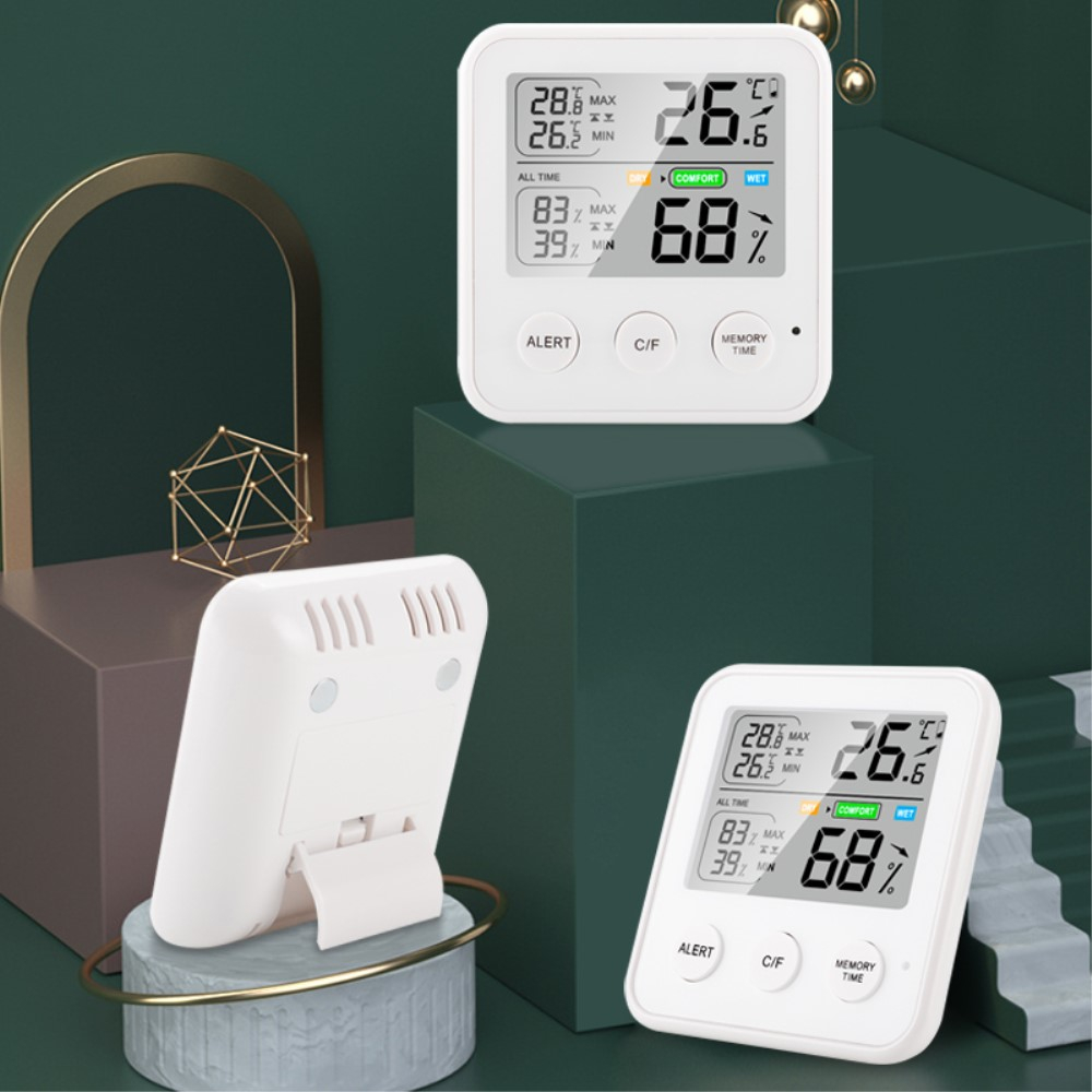 Magnetischer Digital Indoor Thermometer Hygrometer   Feuchtigkeitsmesser (Batteriebetrieben) - Weiss
