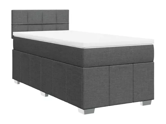 Sommier à lattes de lit et matelas Gris foncé 90x190 cm Tissu