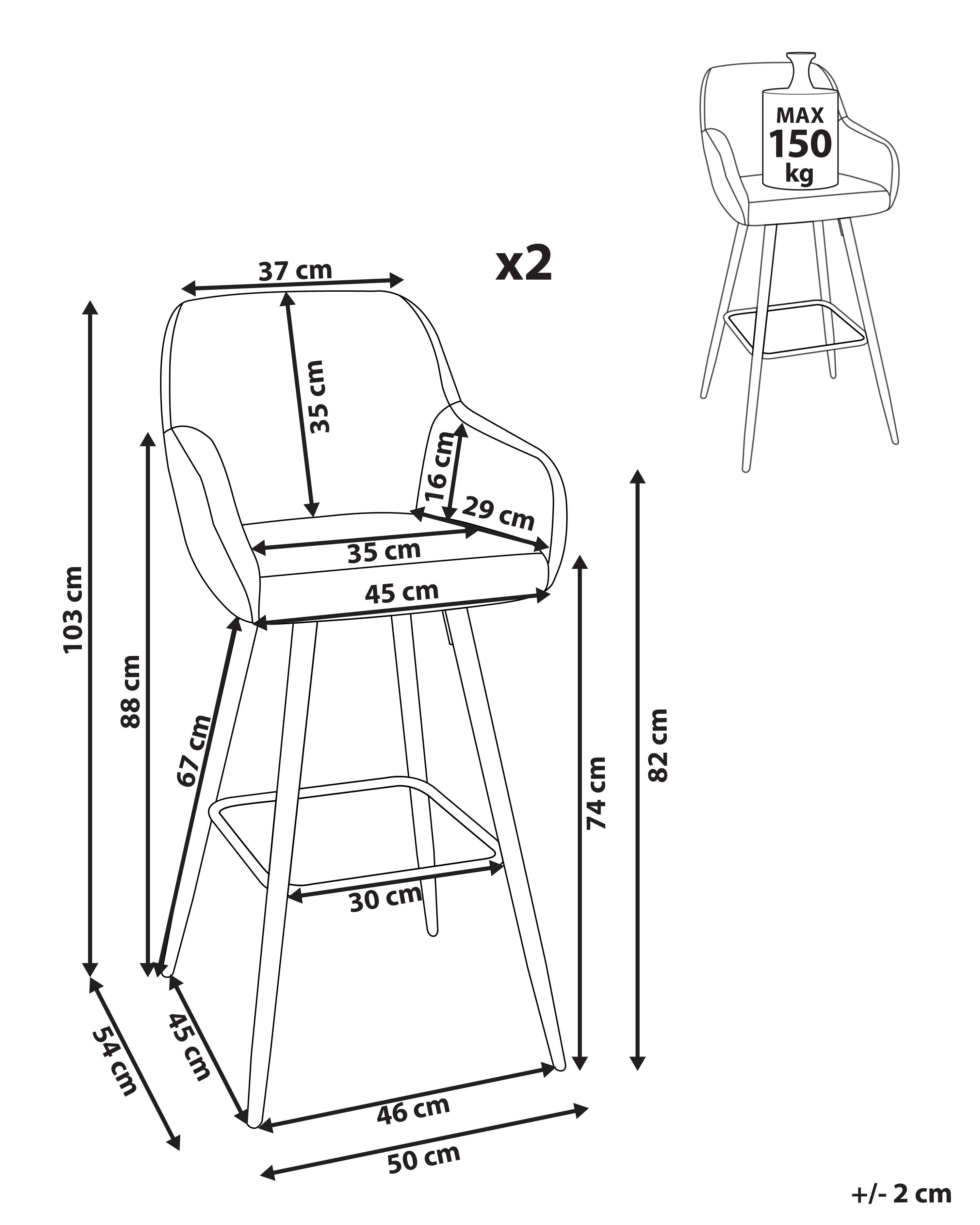 Set van 2 barstoelen DARIEN Oranje