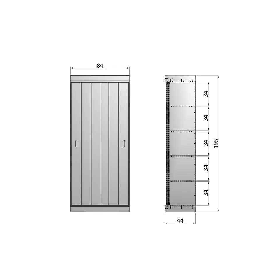 WOOOD Row Plankenkast Met Schuifdeuren - Grenen - Wit - 195x85x44