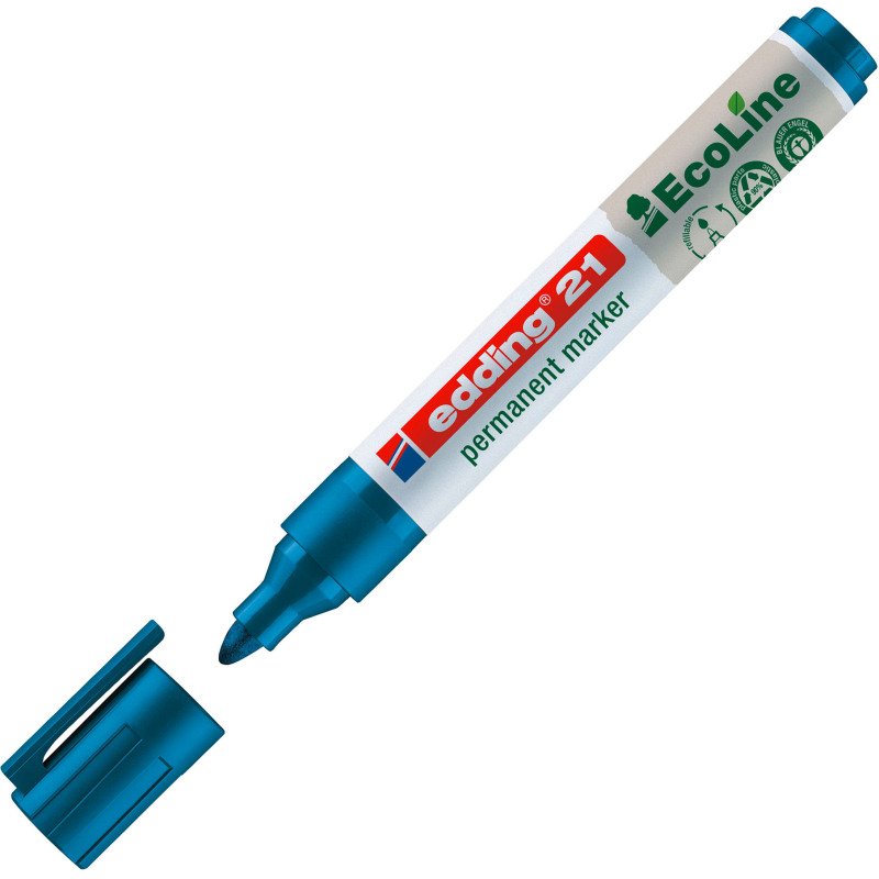 Marqueur permanent Ecoline Edding E21 rechargeables pointe ogive de 1,5 à 3 couleurs assorties - Pochette de 4