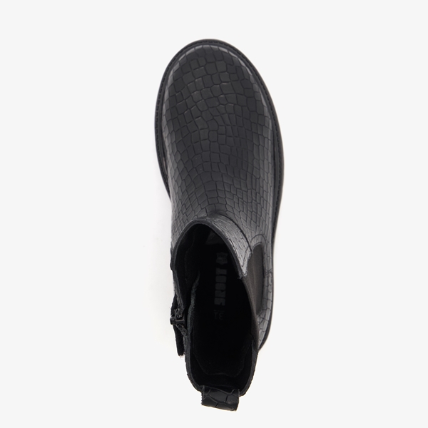 Groot leren meisjes Chelsea boots met crocoprint