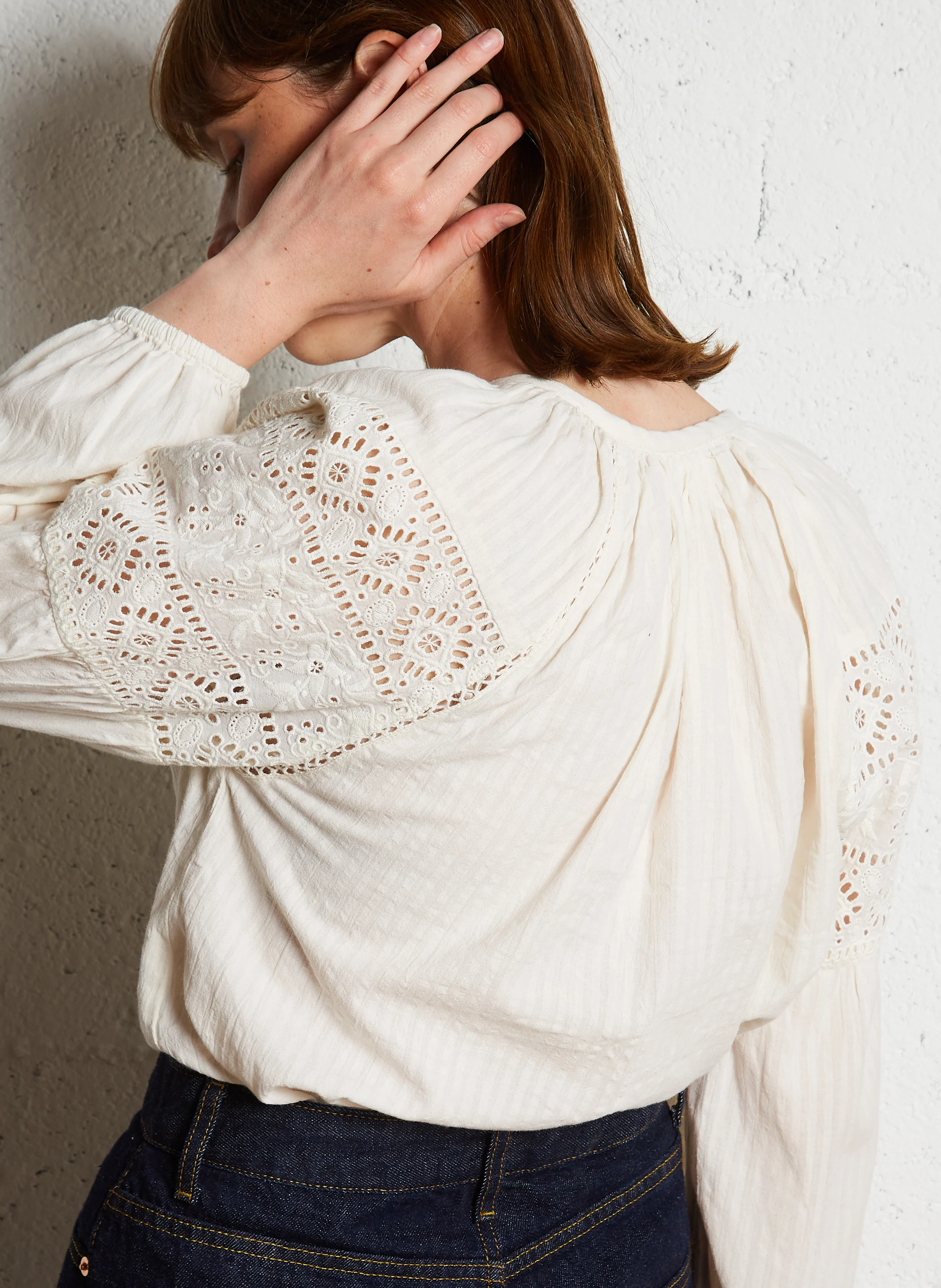 LA BRODERIE JOSEPHINE - Blouse col rond en coton | Blanc