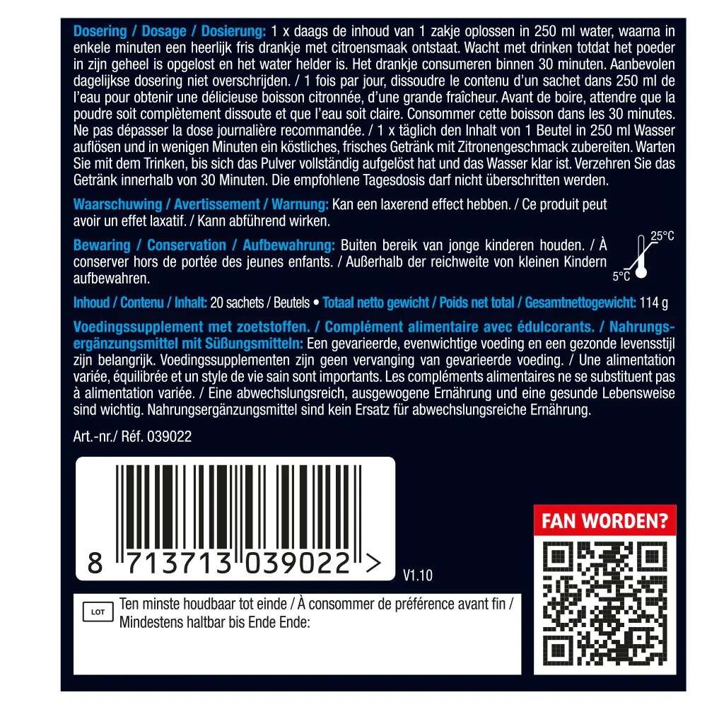 Magnesium Citraat Poeder 400 mg sachets