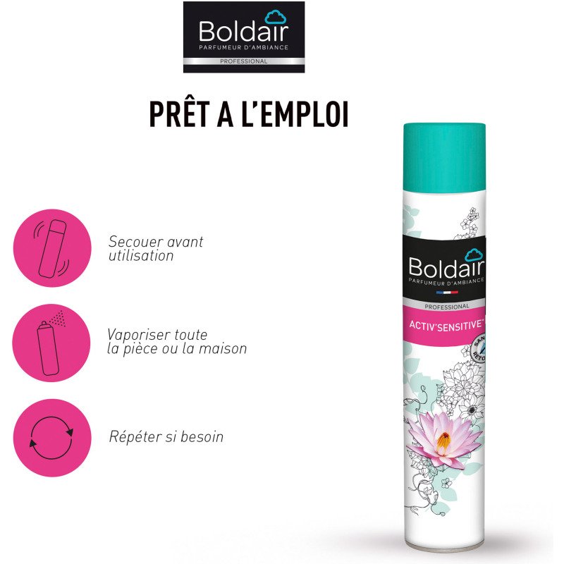 Désodorisant aromathérapie Boldair activ'sensitive Patchouli - Aérosol 500 ml