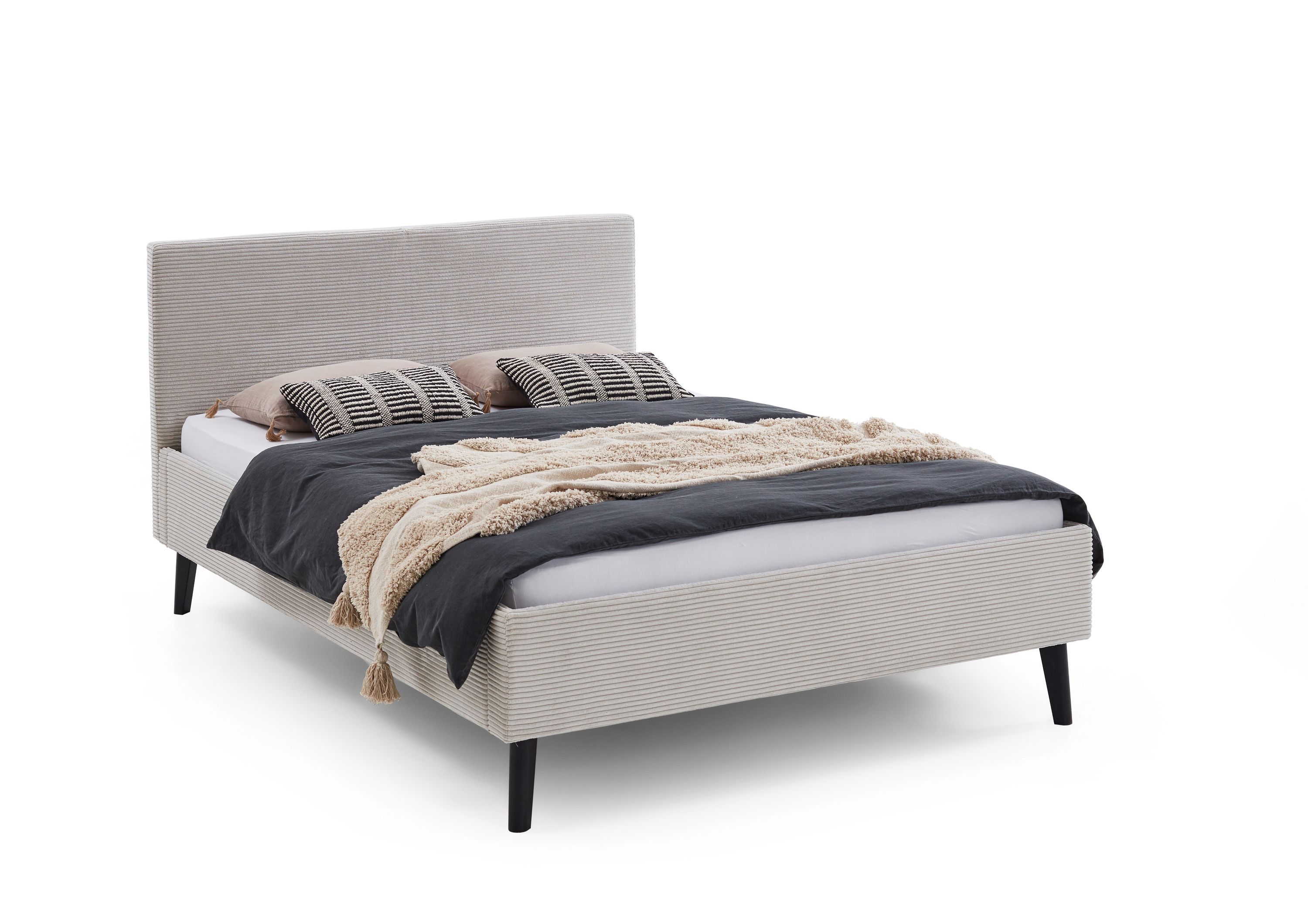 Polsterbett 140 x 200 Viola Bettgestell mit Kopfteil Beige