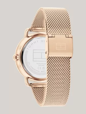 Relógio Cranation com mostrador azul e pulseira de malha banhada a ouro