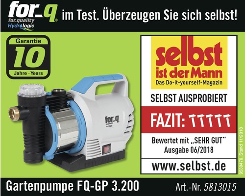 Tuinpomp voor_q FQ-GP 3.200 met ECO-motor en geïntegreerde terugslagklep,