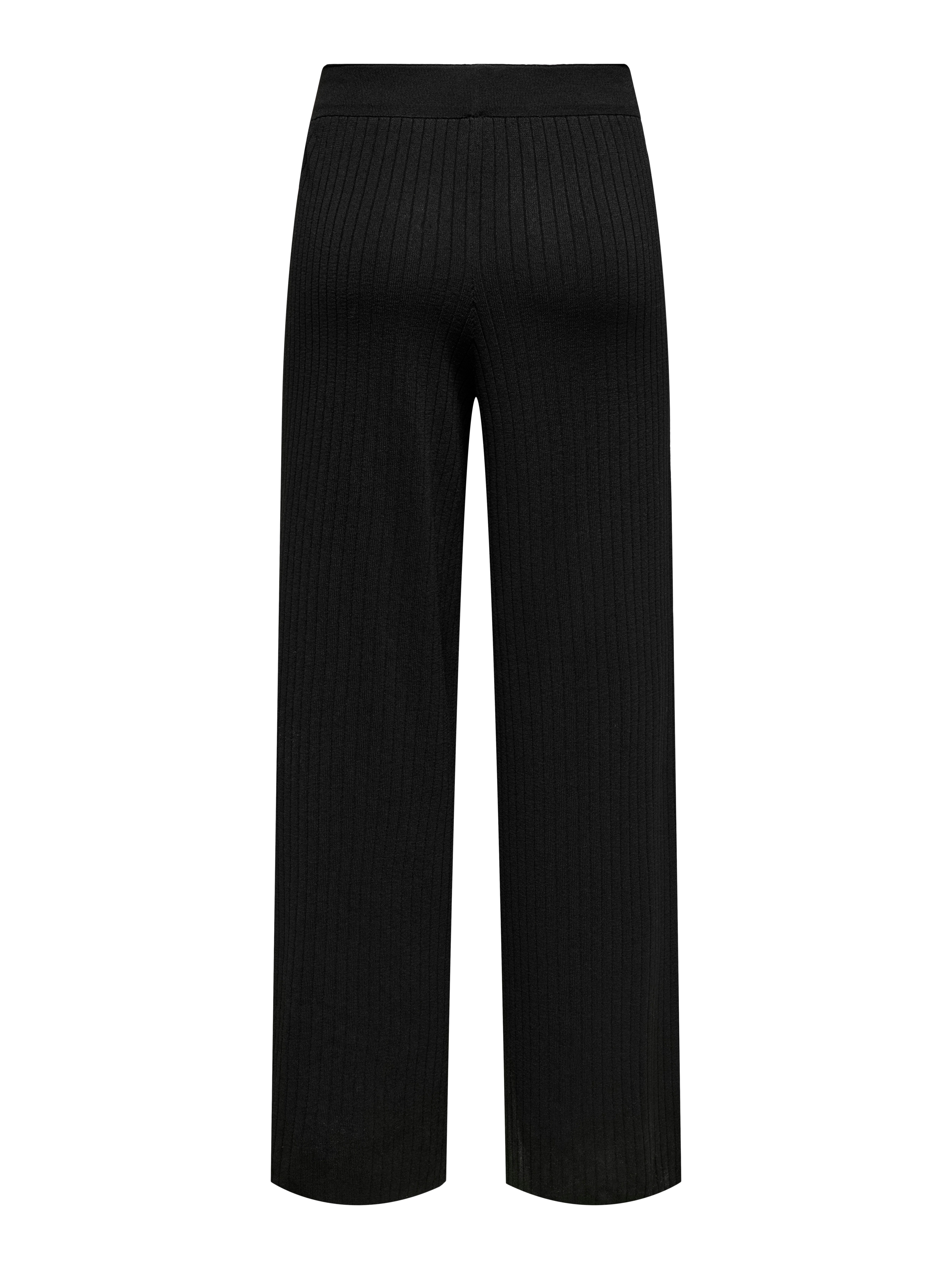ONLTHELMA Mittlere Taille Weiter Beinschnitt Gestrickte Hose Black