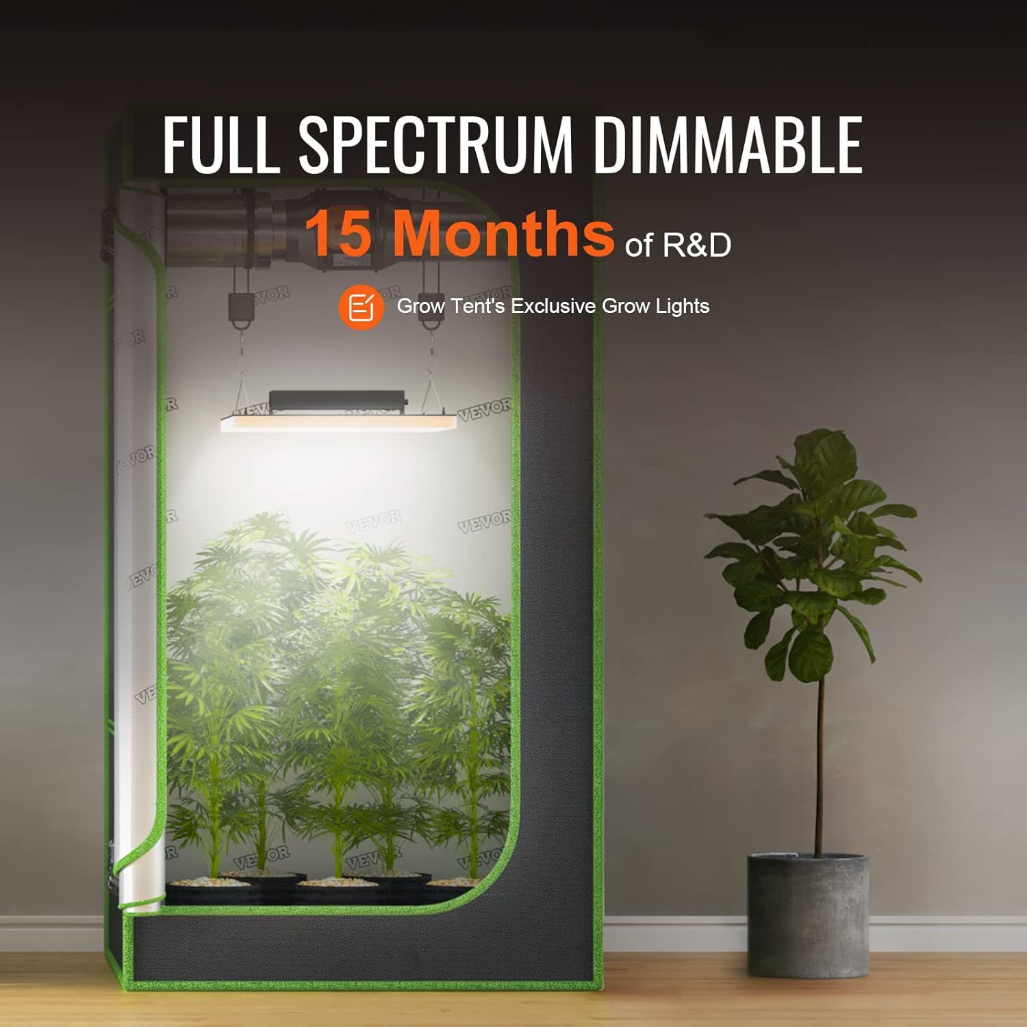 VEVOR 200W Dimmbar Pflanzenlampe 30x40x12cm LED Pflanzenlampe 544x Samsung 281B Vollspektrum 26000lm Lichtstrom Wachstumslampe 760nm Infrarot-Wellenlänge Pflanzenlicht Gewächshaus Anbauzelt Balkon
